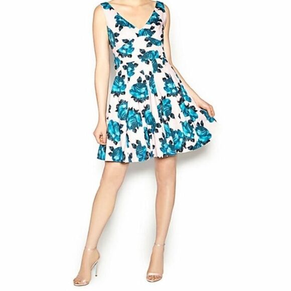 NWT Betsey Johnson Petal Blue Floral Pink Mini Dress - Size: 10 - Picture 1 of 13